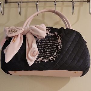 Juicy Couture Black and Pink Tale Bowler Bag with Bow